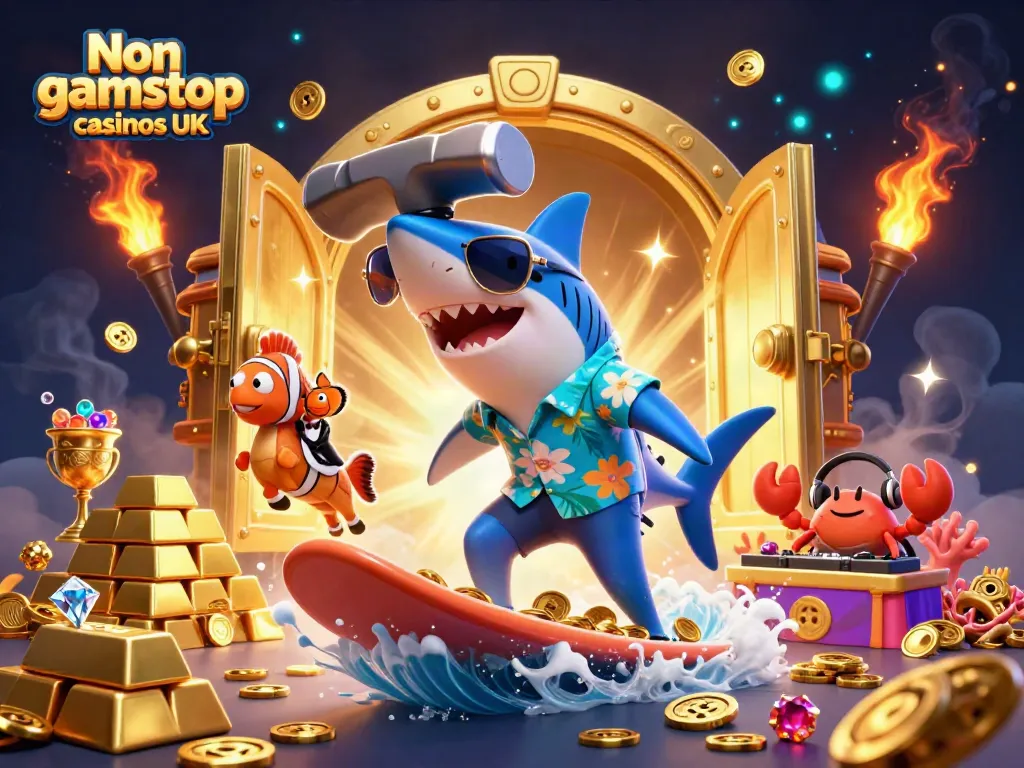 Experience thrilling adventures at Non gamstop casinos UK with our dynamic underwater illustration.