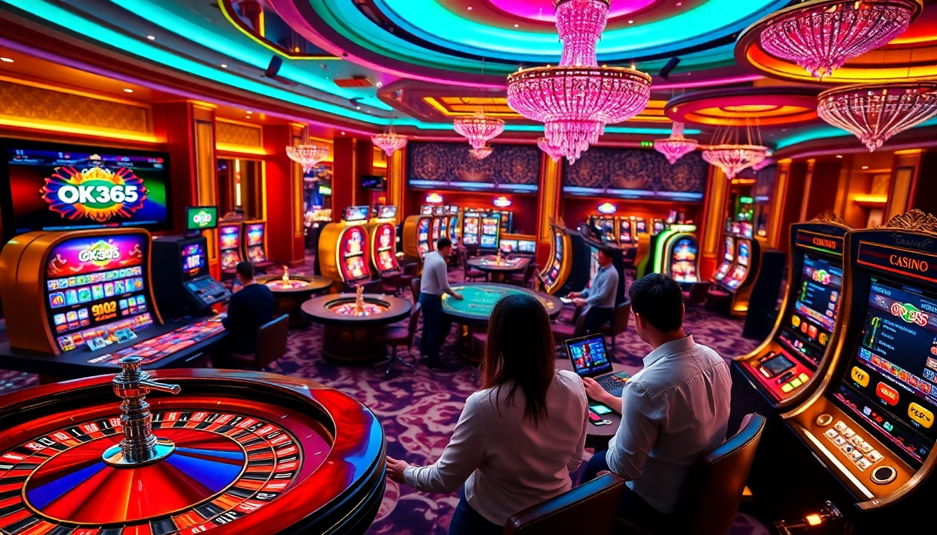 Experience the thrill of online gambling at OK365 link with vibrant casino elements and engaging players.