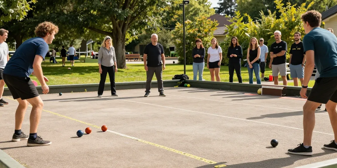 Engaged players at fopikotagorontal.org's lively petanque match in a sunny park.