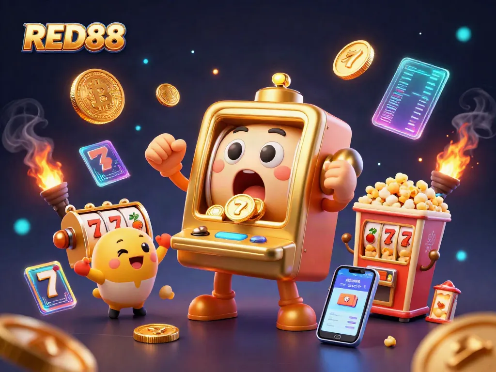 Experience the thrill of winning at RED88 with animated slot machines and exciting gaming elements.