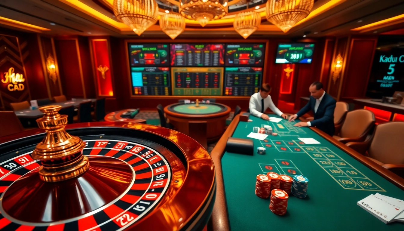 Engage in thrilling moments with kèo nhà cái 5 at a vibrant casino featuring cards and roulette.