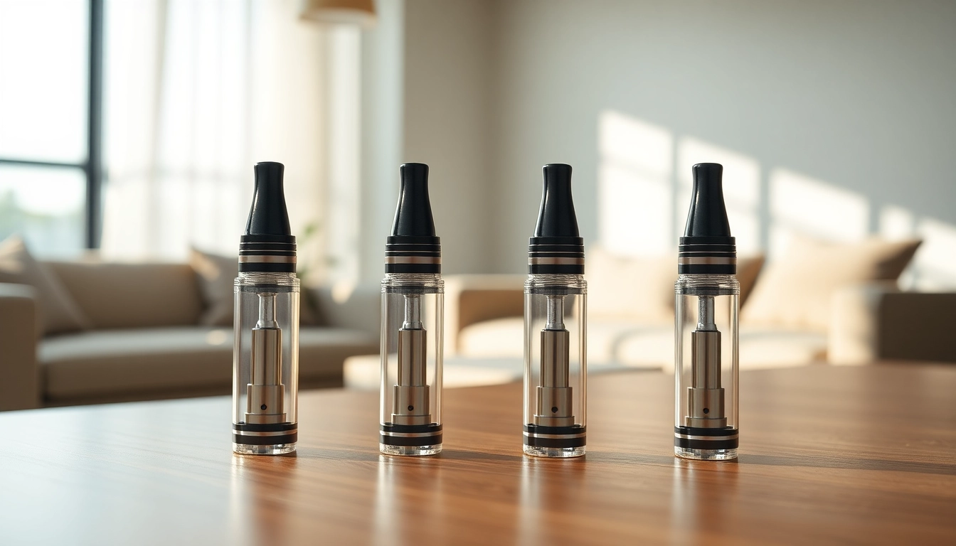 Buy Prefilled Vape Oil Cartridges UK displayed on a modern table, showcasing style and quality.
