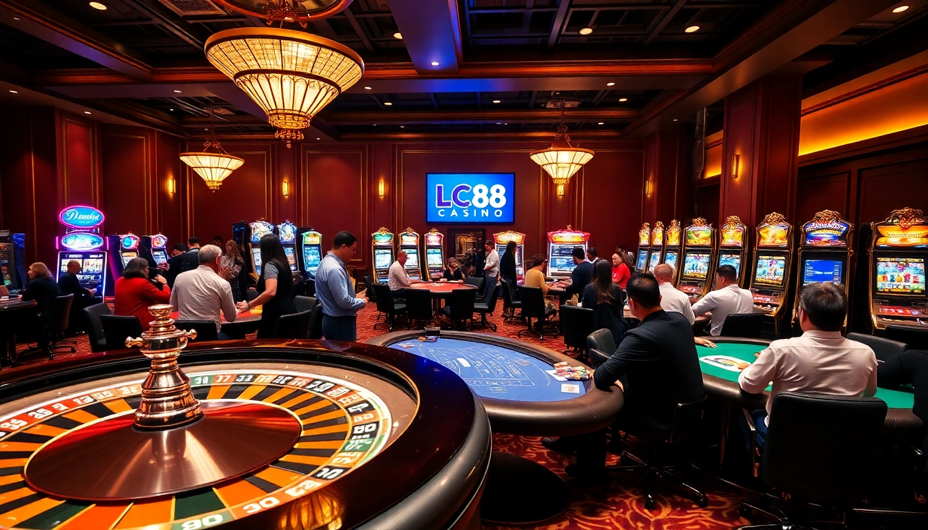 Experience thrilling gameplay at Lc88 casino with stunning poker and roulette tables.
