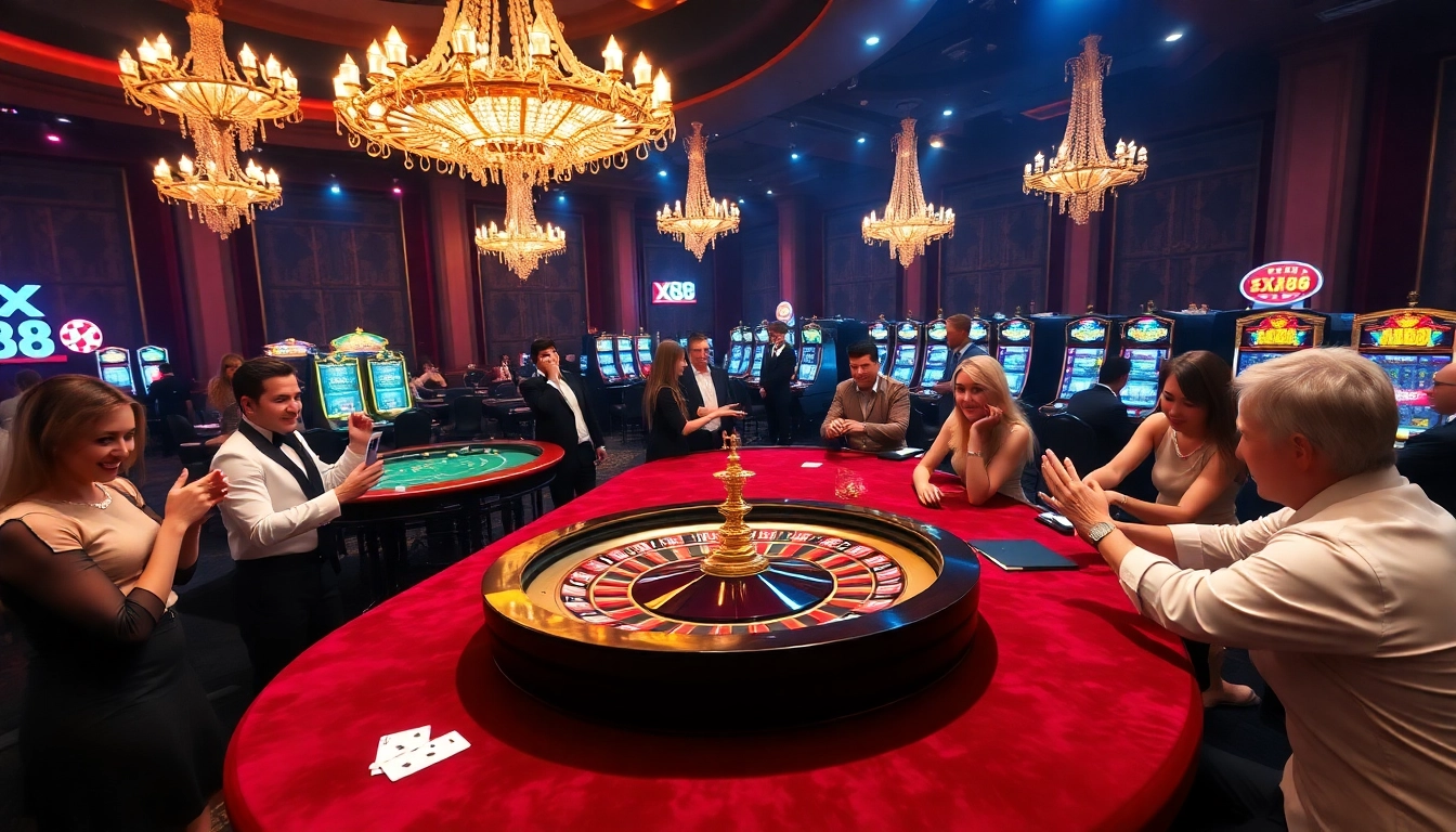 Experience the thrill of xx88 gaming with players at a vibrant roulette table.