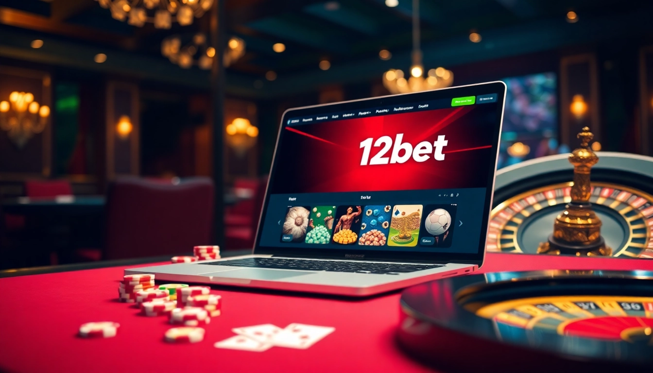 Experience the thrill of betting with 12bet's engaging online interface and vibrant casino elements.