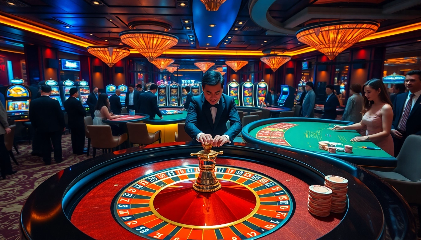 Experience the thrill of U888 with players enjoying roulette and high-stakes poker in a luxury casino setting.