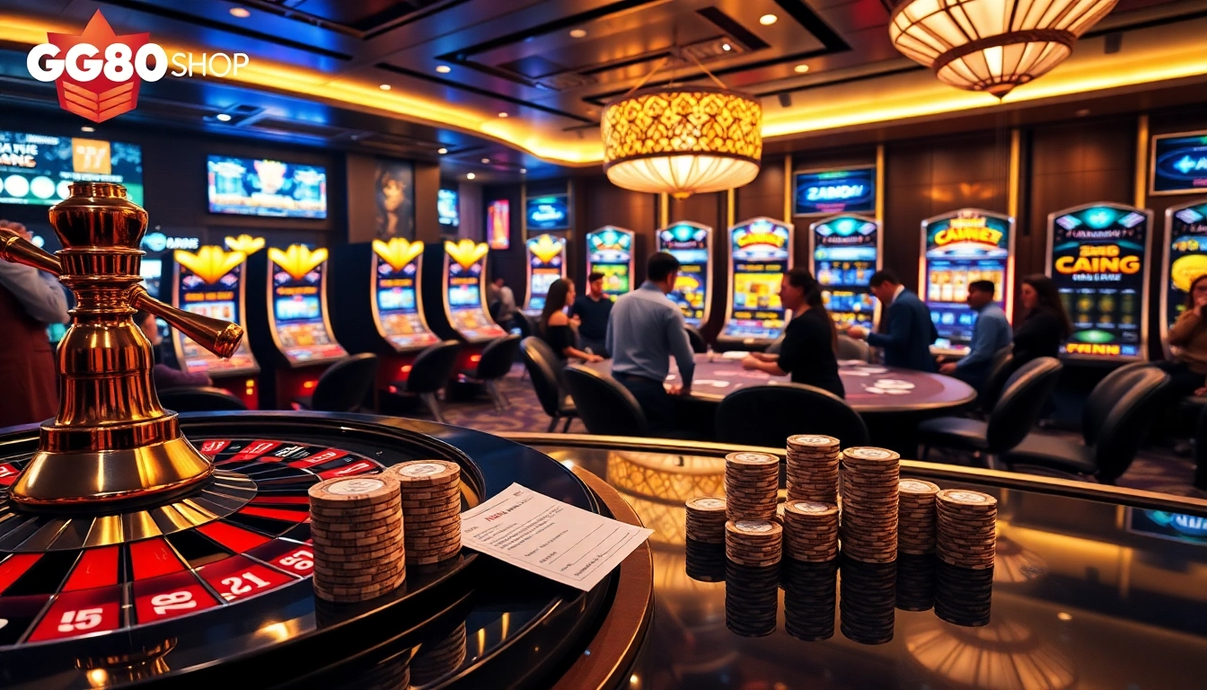 Experience the thrill of winning at GG88.SHOP with vibrant casino tables and poker chips.