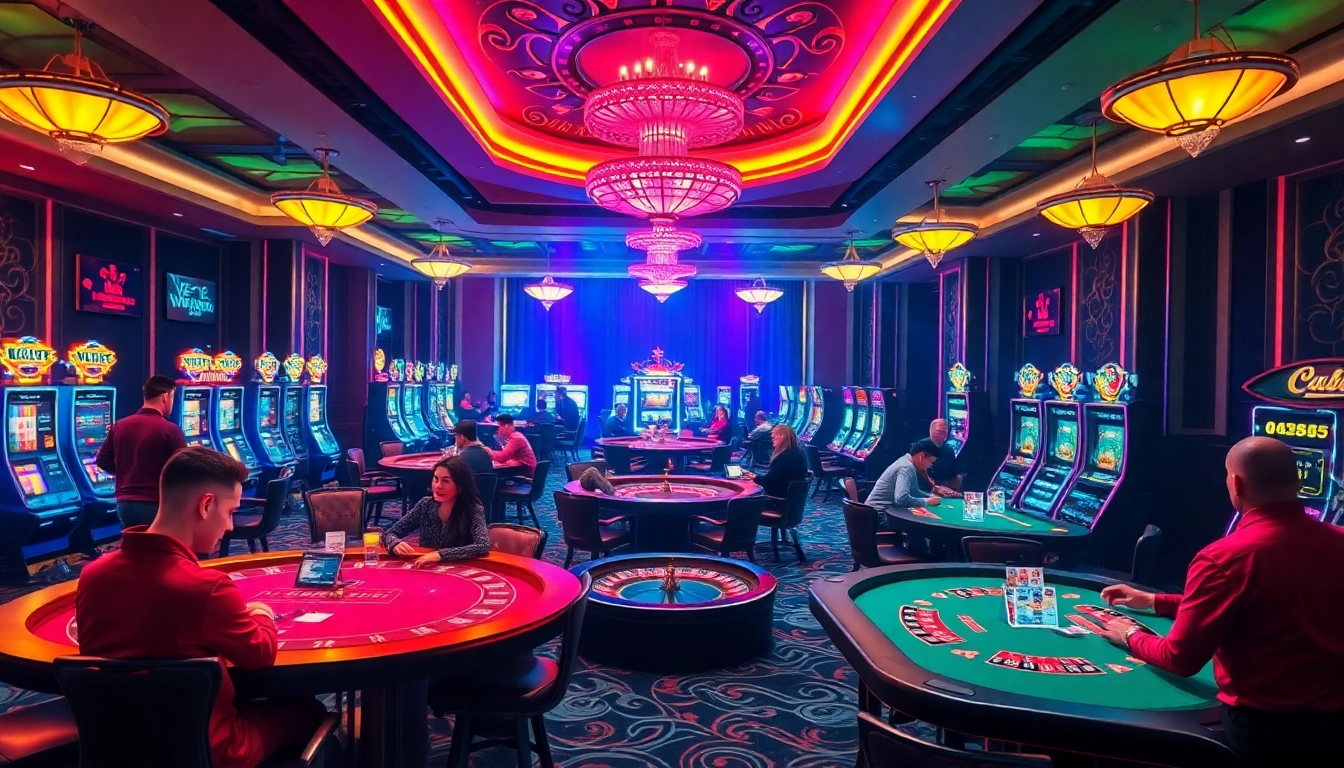 Experience the thrilling ambiance of Va88 com with vibrant casino gaming and luxurious decor.
