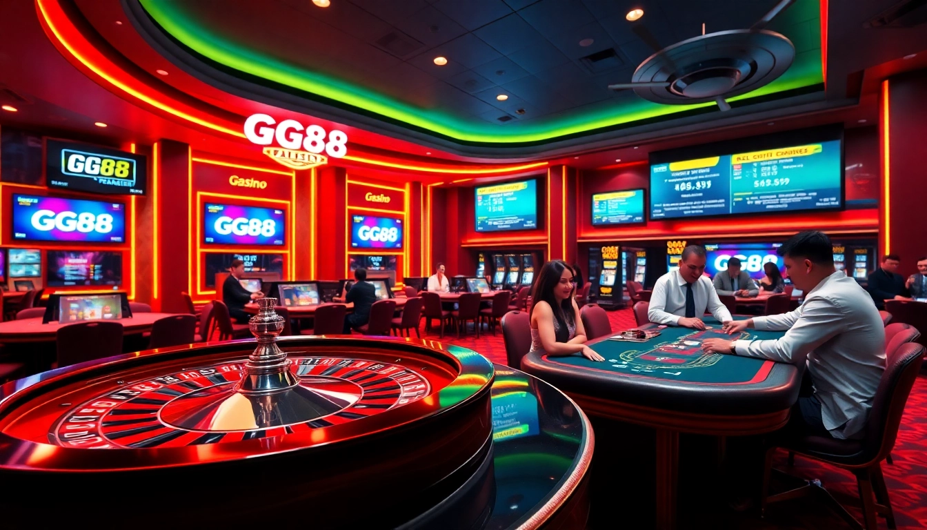 Experience the excitement at GG88 casino with vibrant gaming tables and a lively atmosphere.