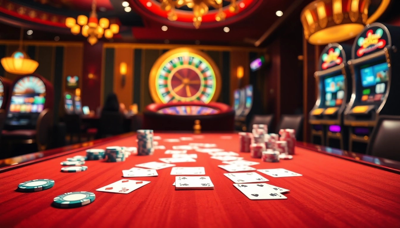 Experience the thrill of 33WIN at an exciting casino poker table, complete with vibrant cards and chips.