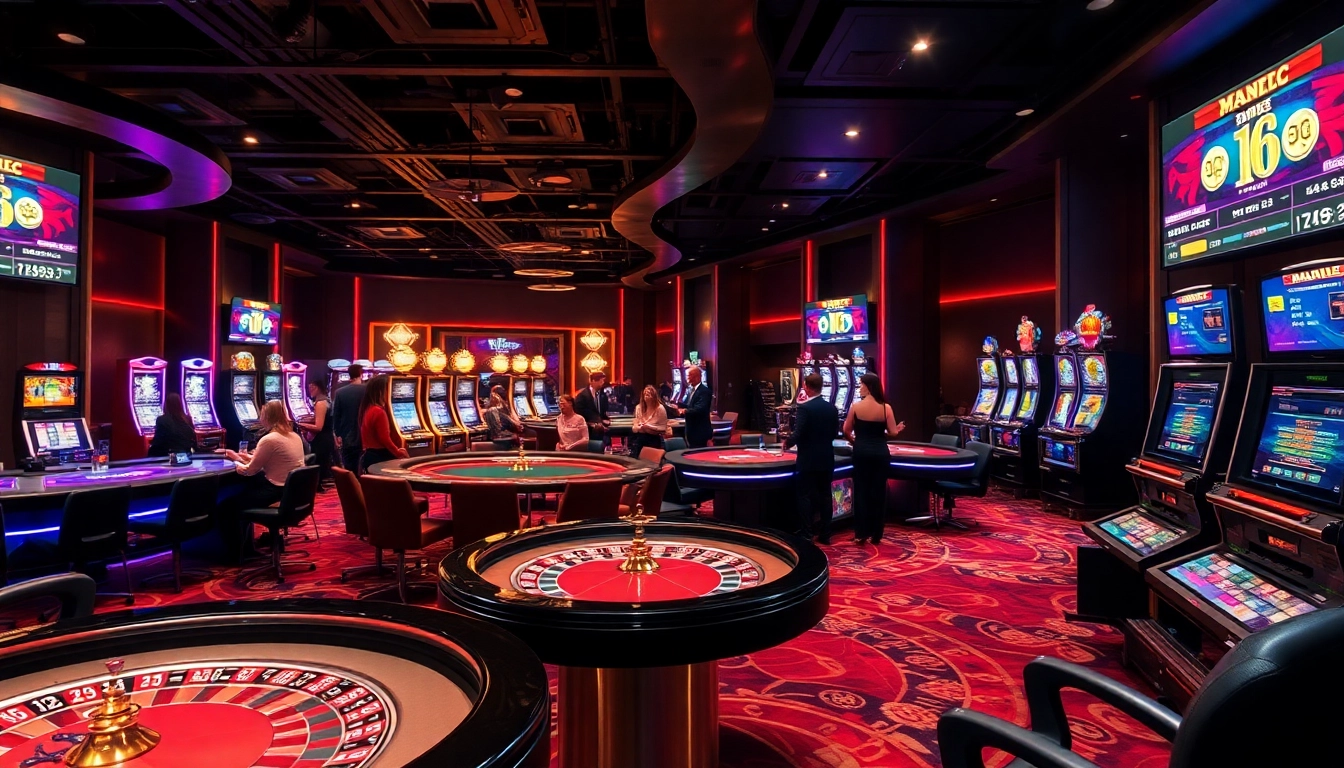 Experience F168's vibrant casino gaming atmosphere with tables, slots, and excited players.