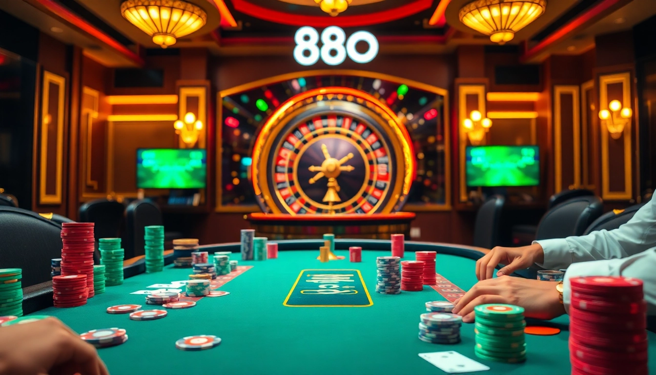 Experience the luxurious excitement of online gambling at 888TO with vibrant casino visuals.