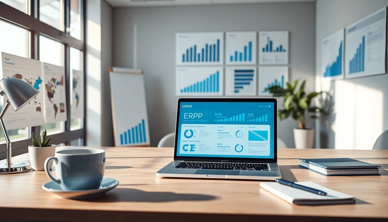 Professional office setup showcasing logo go3 fiyatı on a laptop with growth charts.