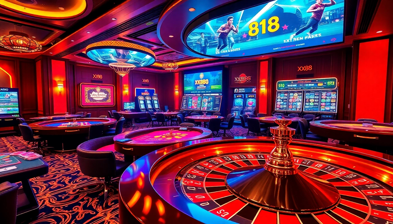 Gamble at xx88 casino, showcasing vibrant tables and online betting interface for an engaging experience.