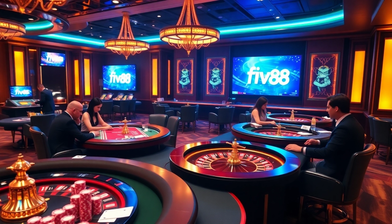 Experience the thrill of gambling at five88 with vibrant casino visuals and exciting game interactions.