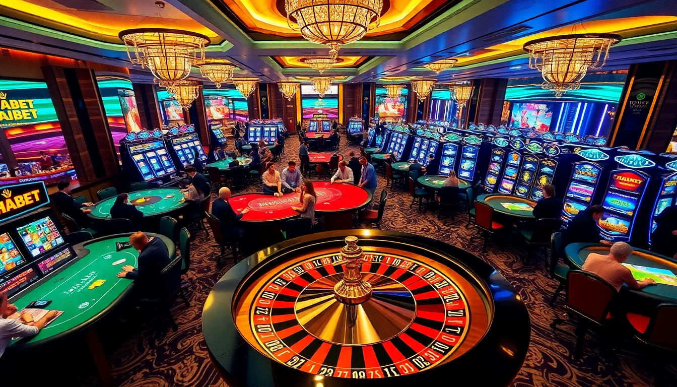 Experience exhilarating gameplay at THABET casino with vibrant slot machines and poker tables.