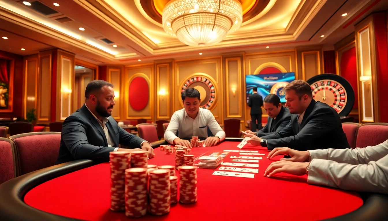 Experience the thrill at https://vipwin79.org/ with players enjoying live poker in a luxurious casino.