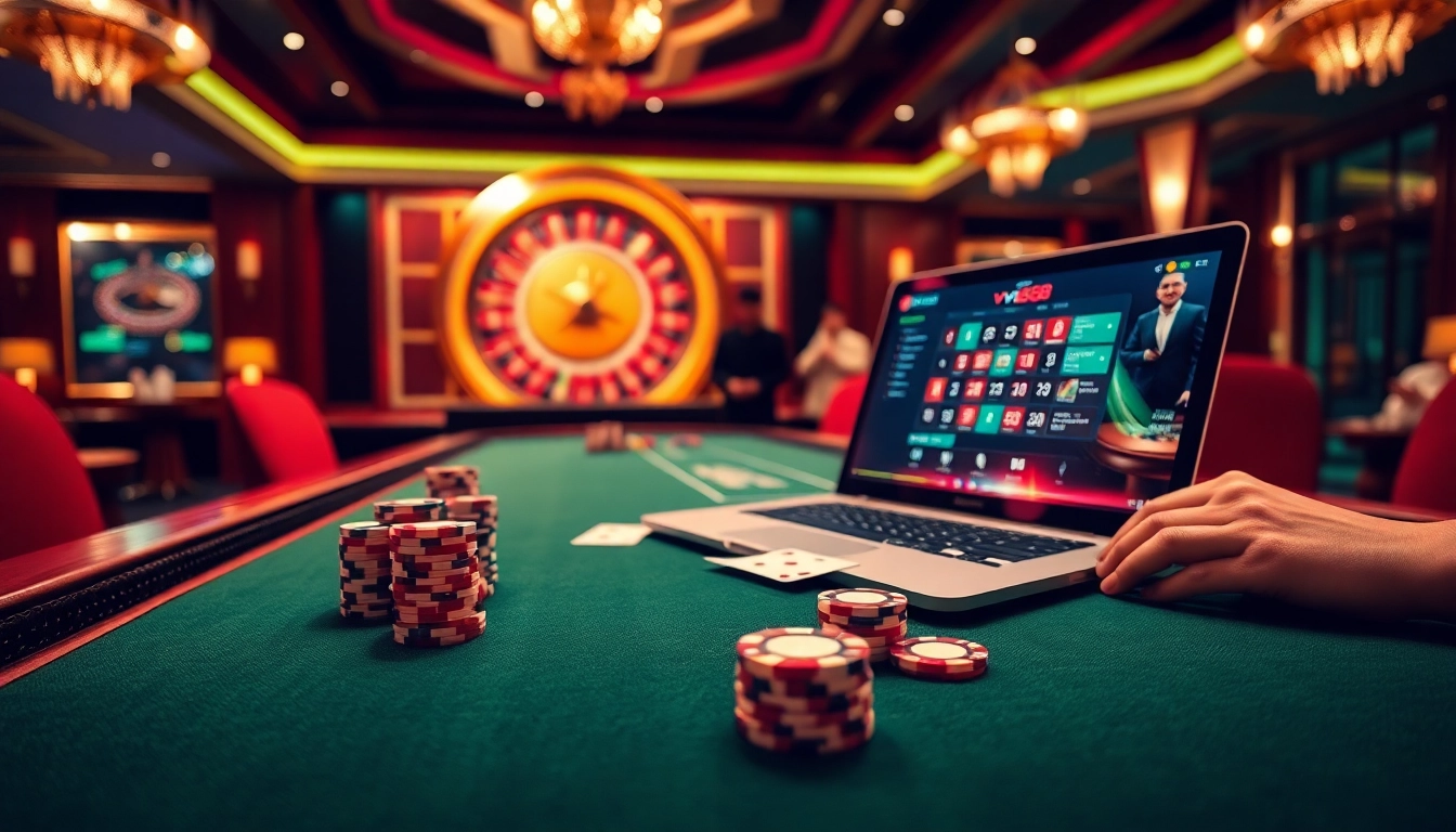 Experience high-stakes gambling at vn88 with an elegantly designed casino scene.