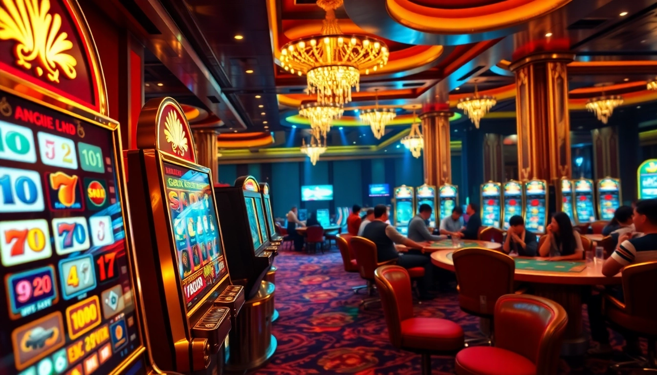 Experience the thrill of Slot Gacor Hari ini with vibrant casino imagery showcasing exciting slot machines.