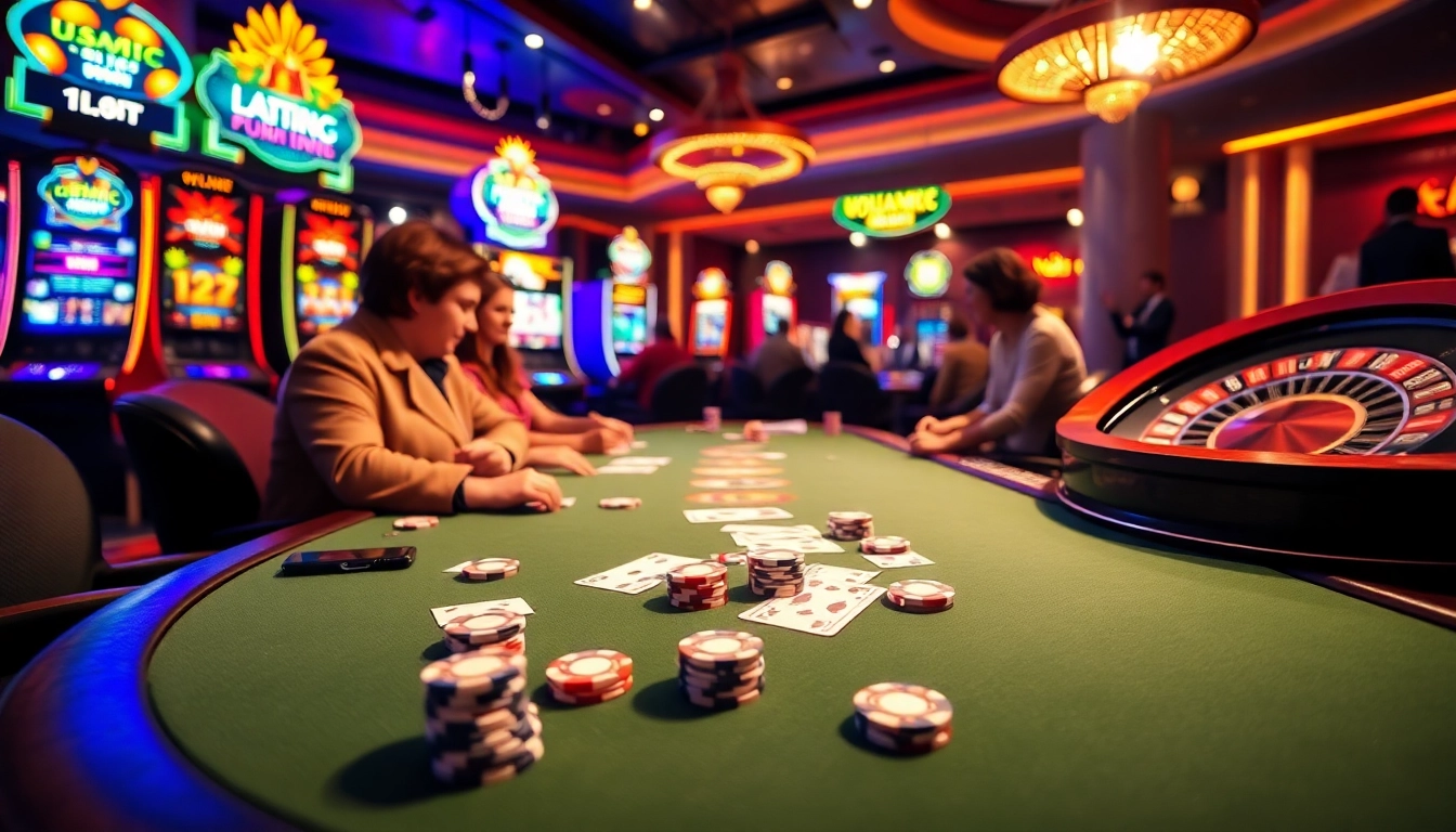Experience the thrill of gambling at https://www.jun88.org/ with an exciting poker table scene.