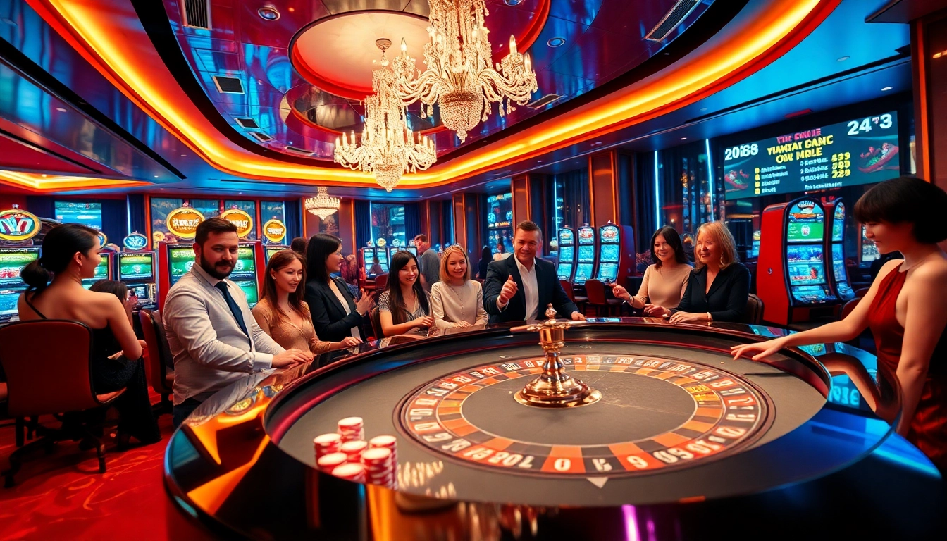 Exciting gambling action at trang chu dn88 casino with roulette, poker chips, and vibrant ambiance.