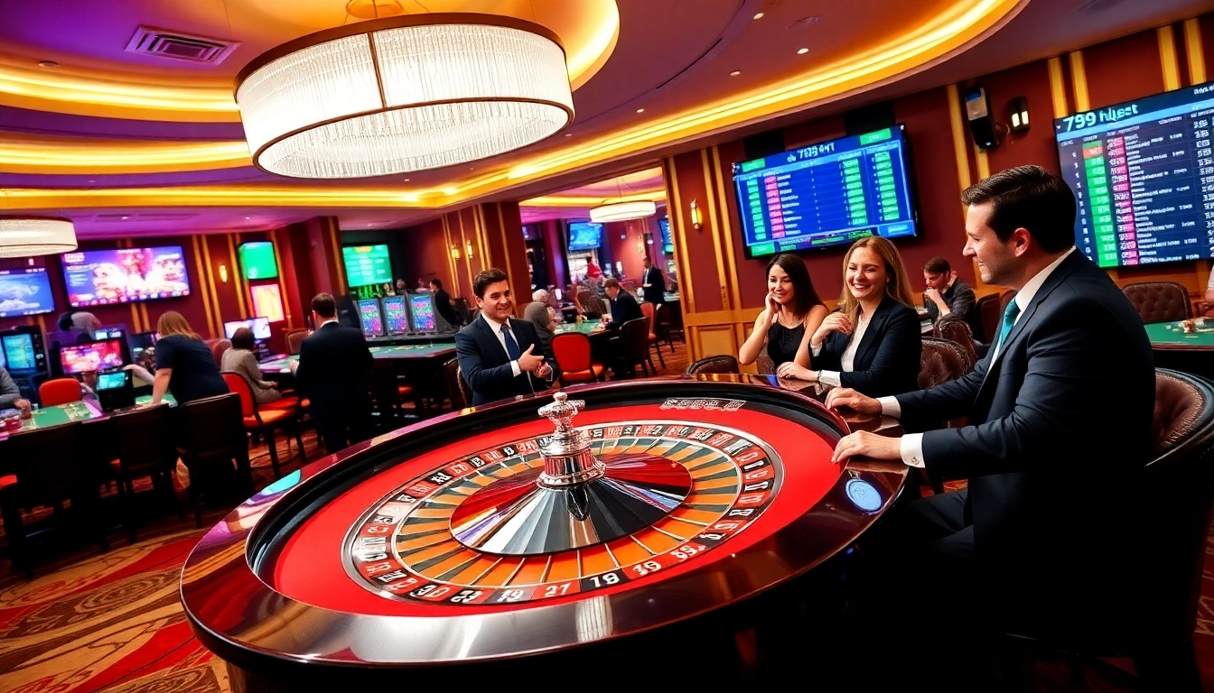 Experience the excitement of 789bet at a luxurious roulette table in a vibrant casino setting.