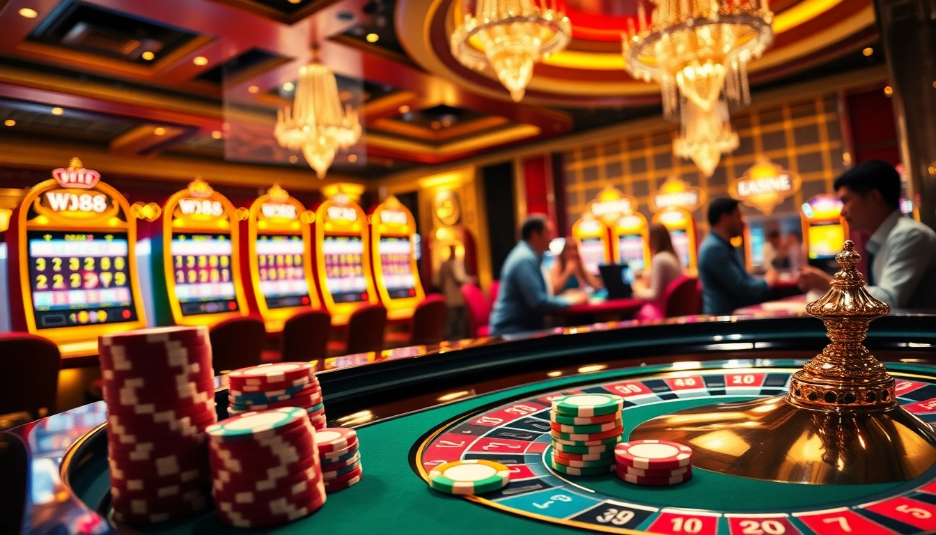 Experience the thrill of wins at ww88 casino with roulette and poker chips.