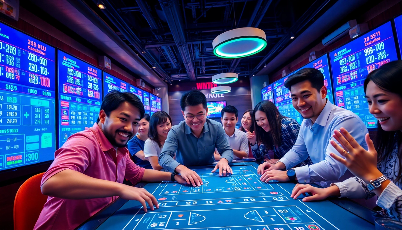 Engaging players in Tài Xỉu MD5 at a modern online casino highlighting excitement and transparency.