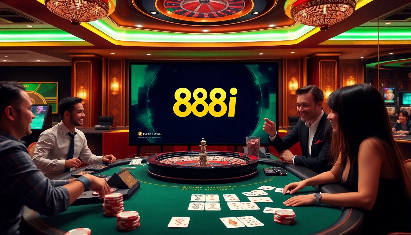 Players enjoy exciting online games at 88i casino, featuring vibrant casino layouts and engaging gambling environments.