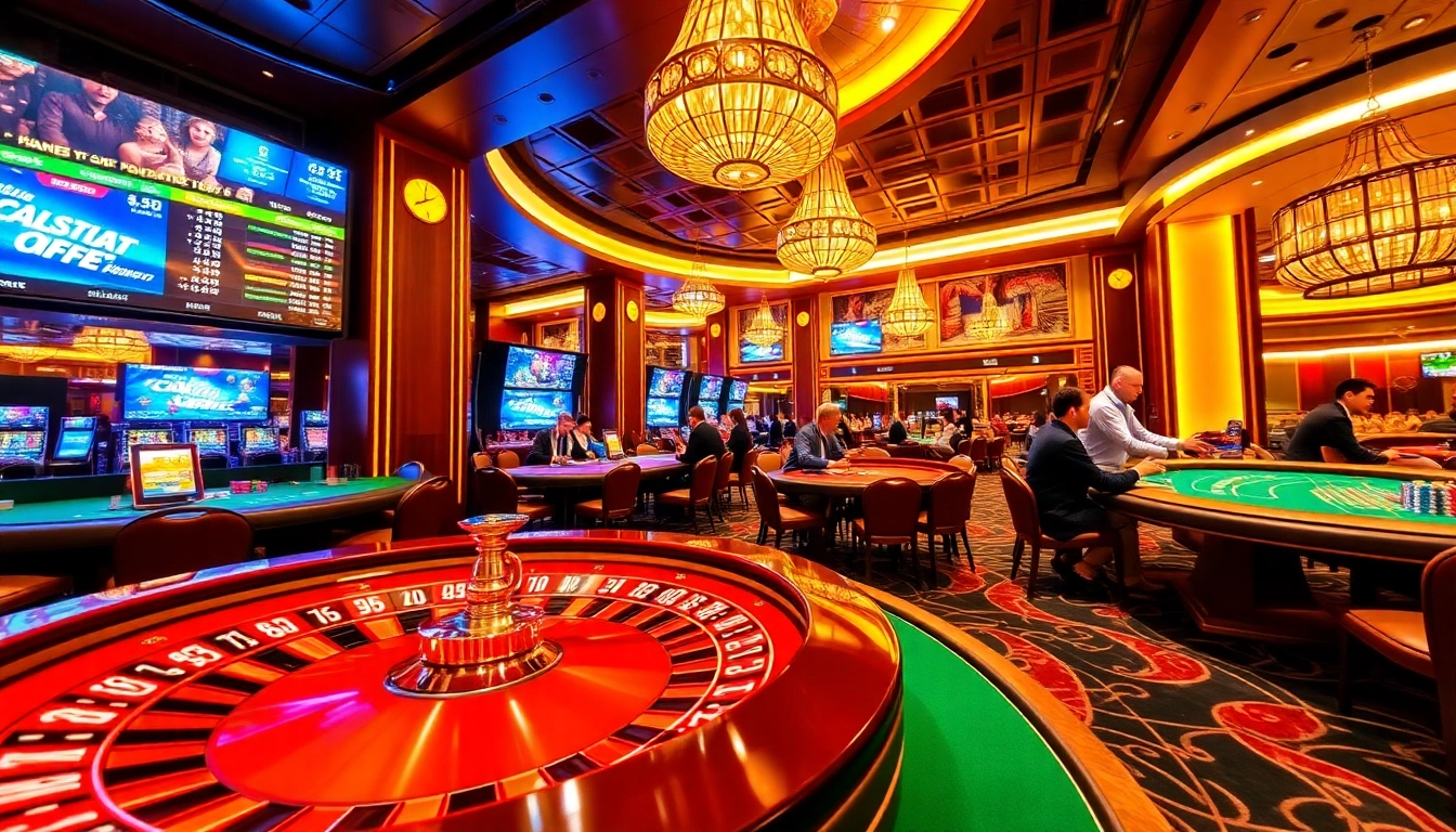 Players enjoying an exciting game at Fb88 casino tables, with vibrant chips and cards in action.