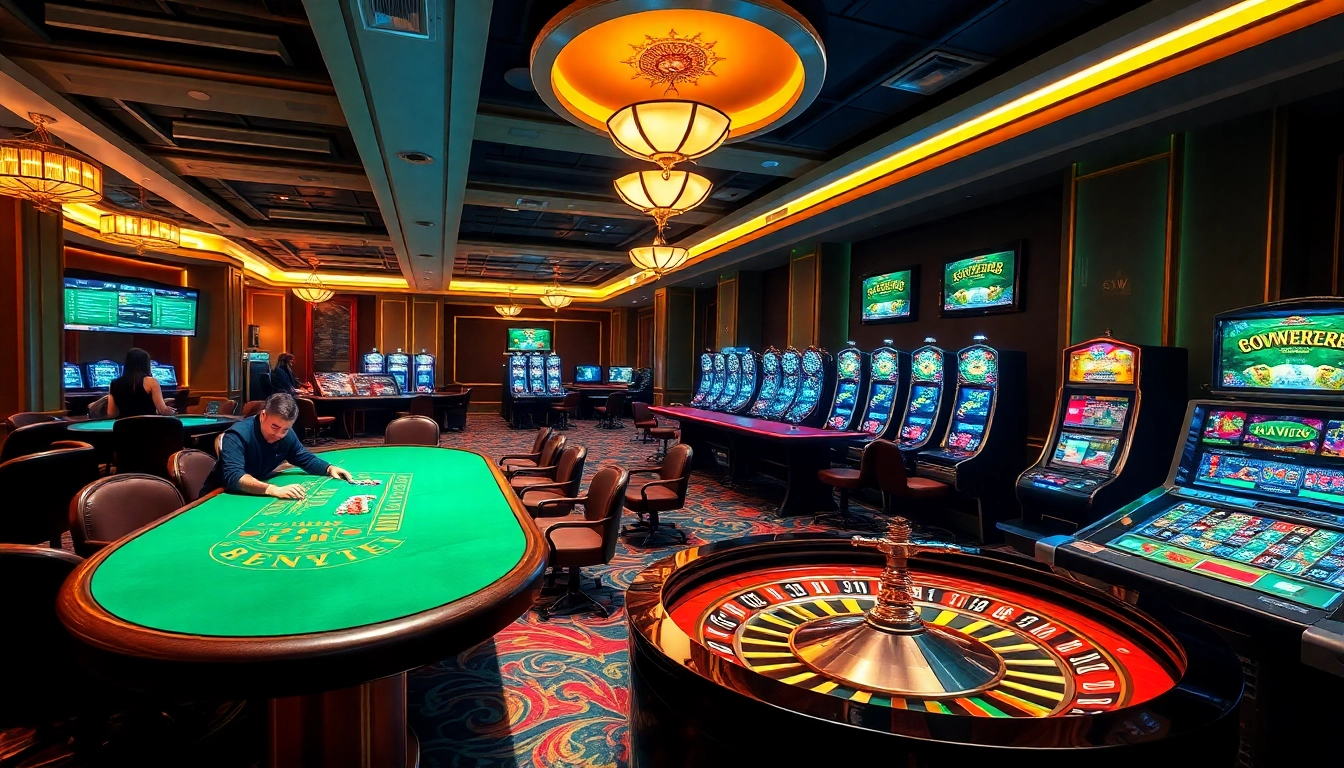 Engage in a thrilling gaming experience at 11win net, showcasing exciting casino tables and vibrant slot machines.