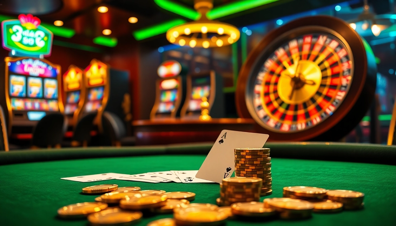 Engage in thrilling gameplay at luck8 nhà cái uy tín with luxurious casino elements like poker chips and cards.