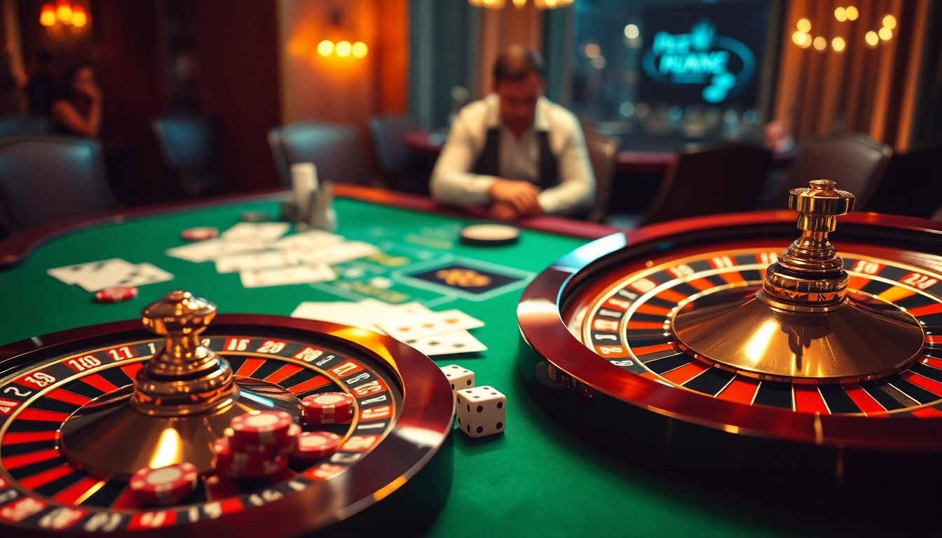 Engaging scene with KK55 poker cards and betting chips on a vibrant casino table.