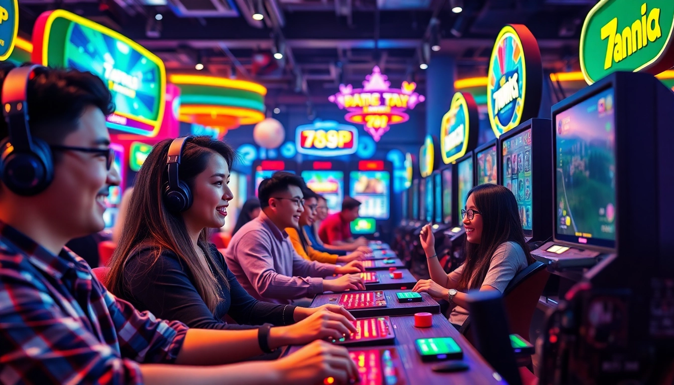 Exciting gaming scene featuring players on 789p1.dev with vibrant colors and modern gaming setups.