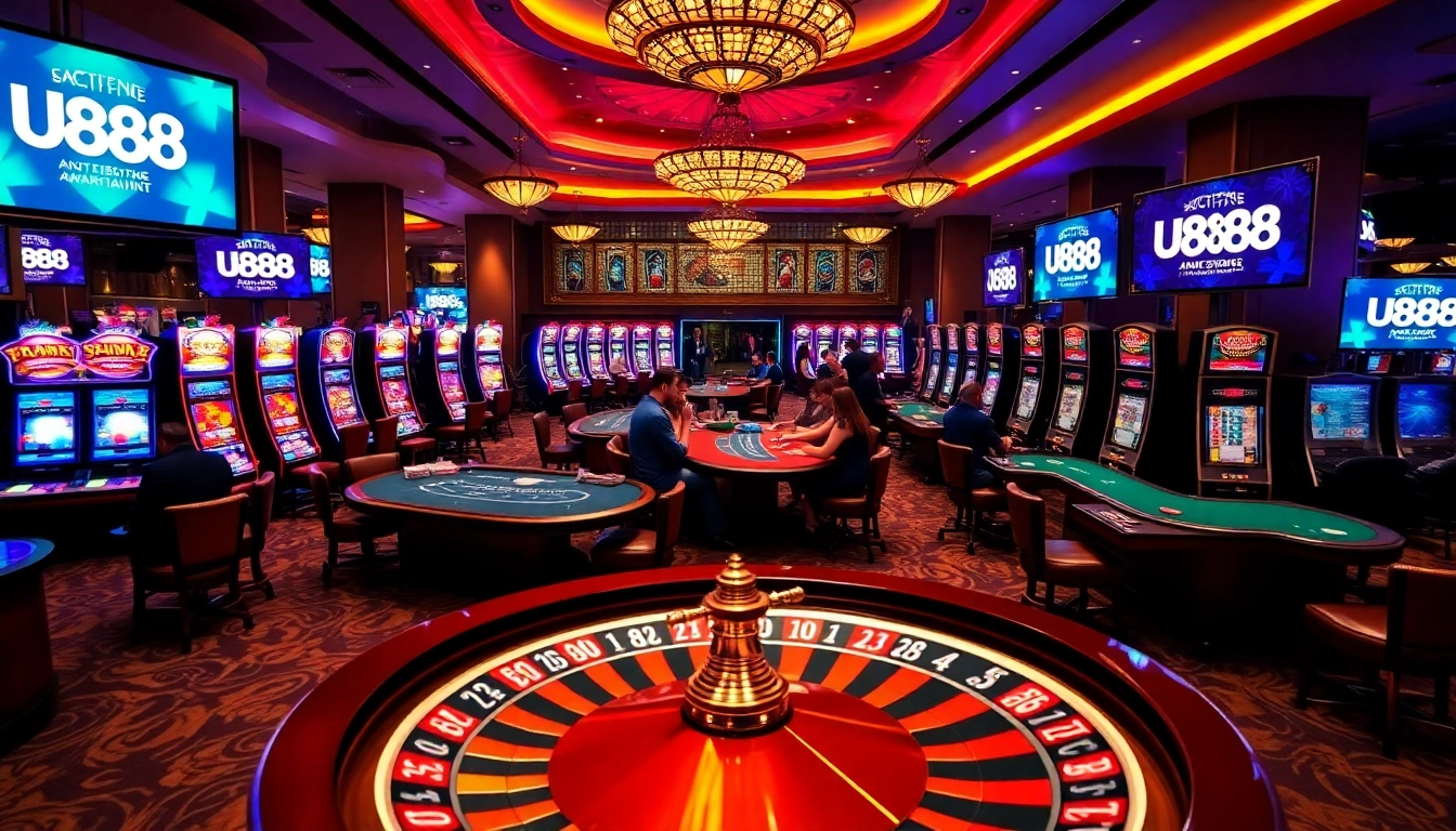 Experience the excitement of U888's vibrant casino gaming floor.