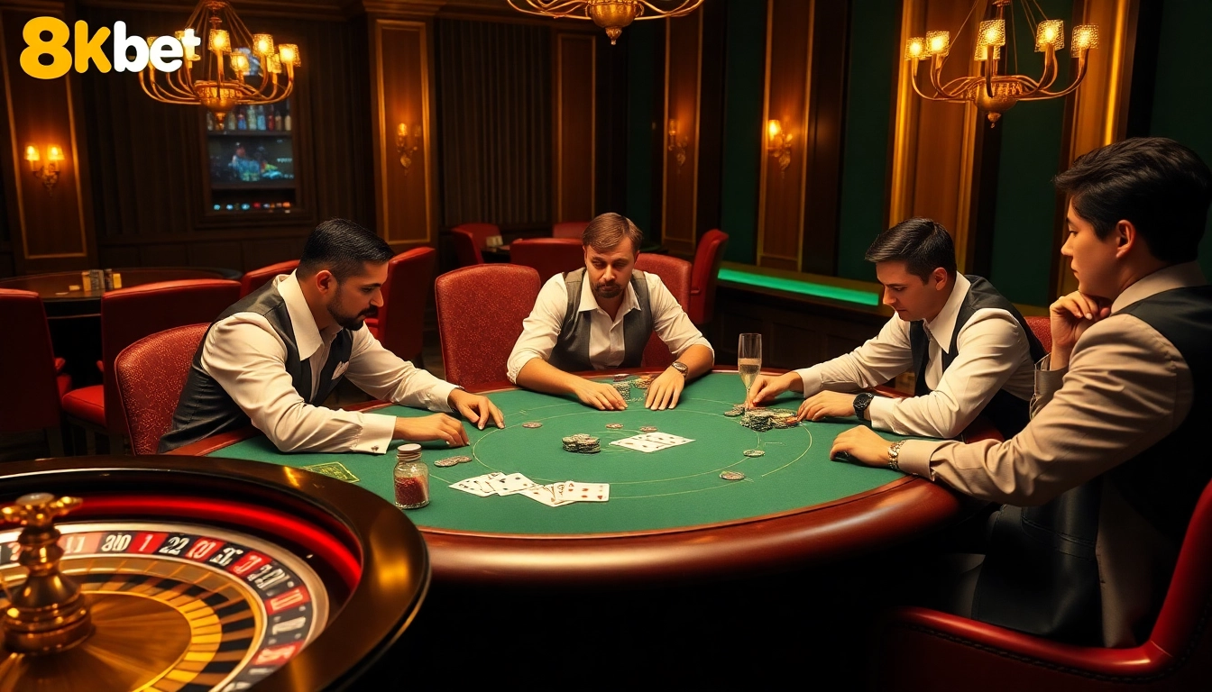 Experience the excitement of gambling at 8kbet with luxurious poker games and lively casino atmosphere.