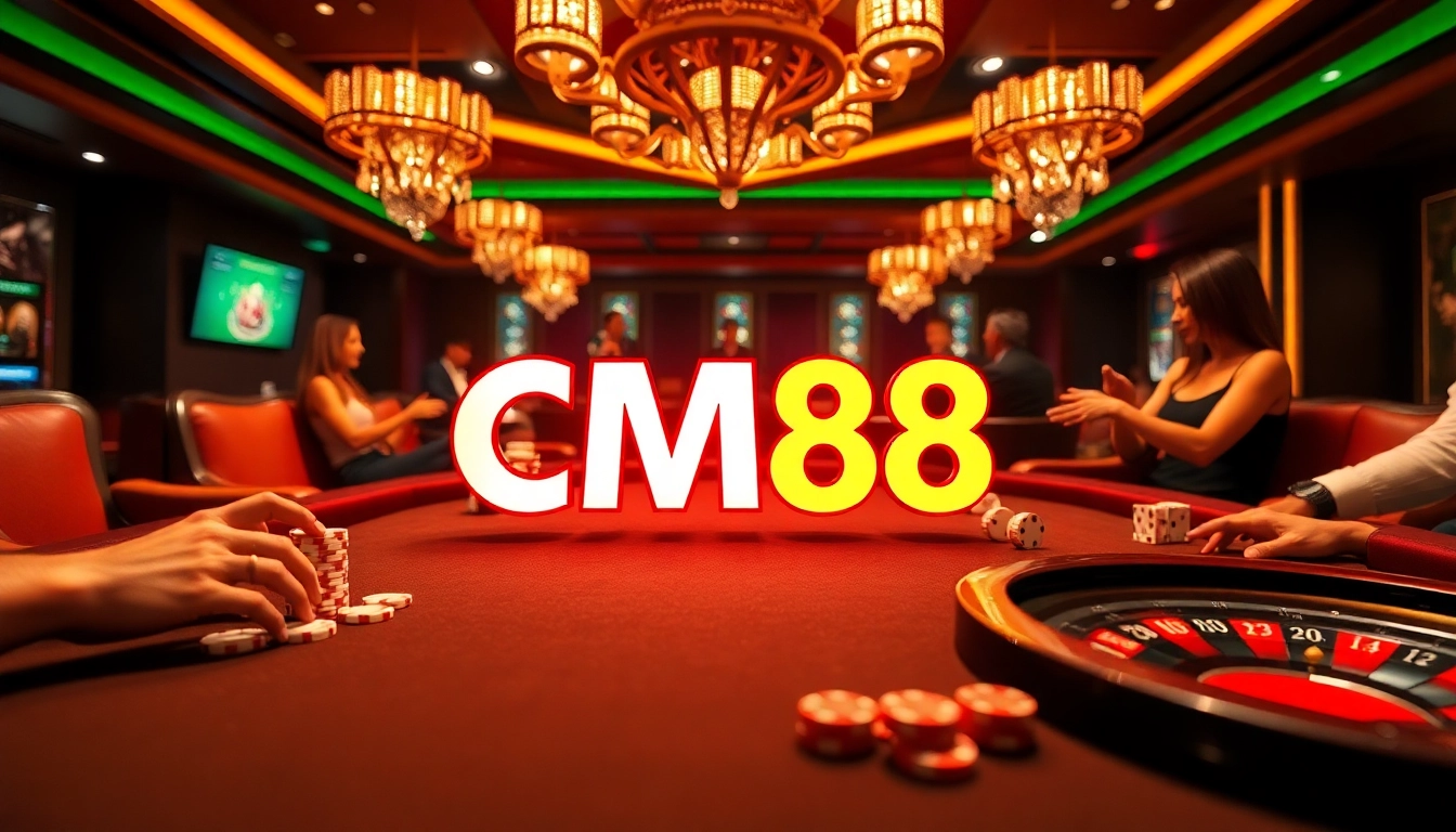 Players engaging in thrilling games at CM88 casino, showcasing chips and roulette.