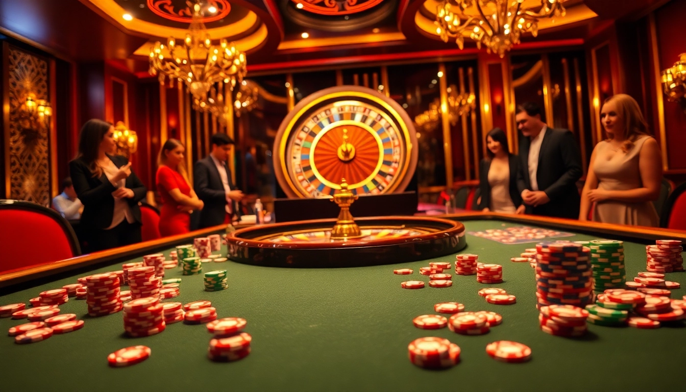 Exciting casino action at TG88 with vibrant poker chips and a roulette wheel in focus.