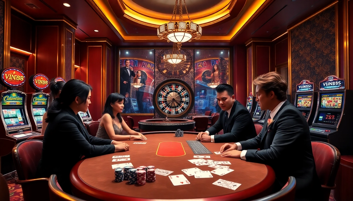 Experience a high-stakes poker game at VIN88 casino with luxury and excitement.