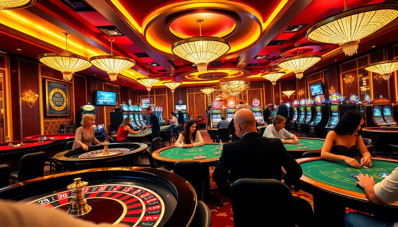 Experience the excitement of C168 at a bustling casino with vibrant tables and slot machines.