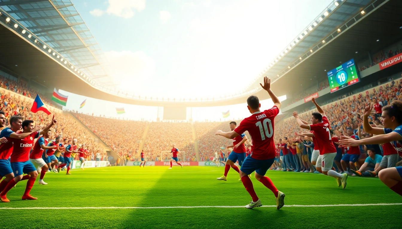 Exciting football match captured live at https://vaoluoitv.it.com, showcasing energetic fans and players.