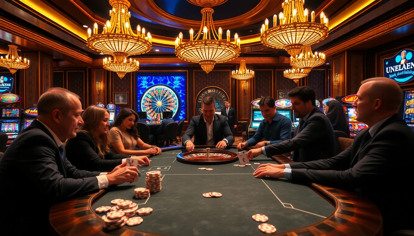 Experience ABC8 poker excitement at a luxurious casino table stacked with chips.