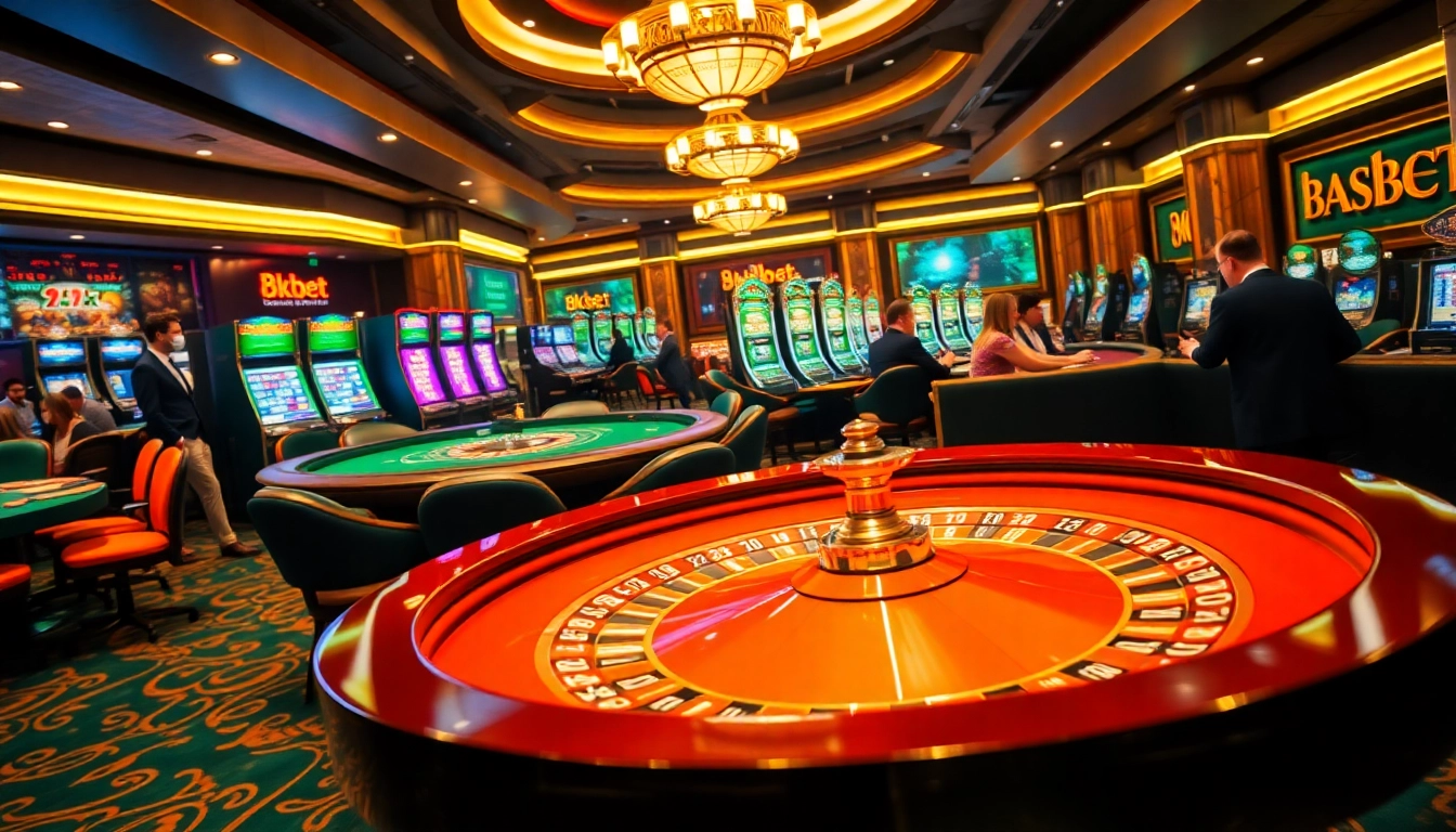 Experience high-stakes excitement at 8kbet casino with vibrant gaming tables and luxurious ambiance.