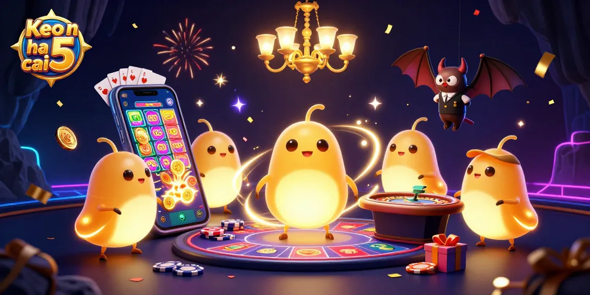 Experience the thrill of Keo nha cai 5 with vibrant casino elements and engaging gameplay, illuminated by glowworms.